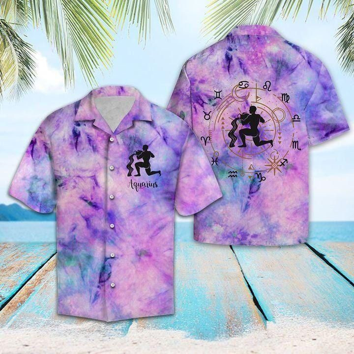 Horoscope Aquarius Lover Zodiac Aloha Hawaiian Shirt Colorful Short Sleeve Summer Beach Casual Shirt For Men And Women