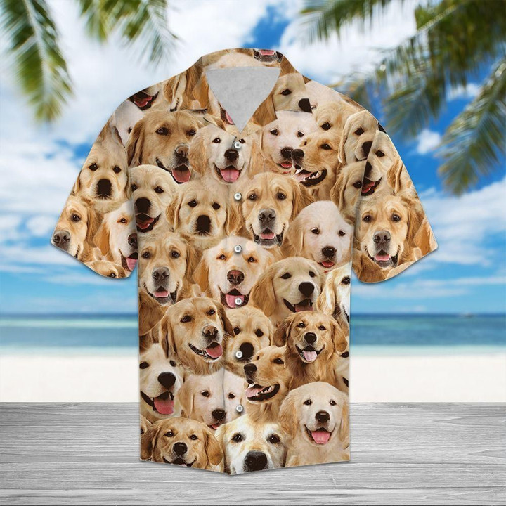 Golden Retriever Aloha Hawaiian Shirt Colorful Short Sleeve Summer Beach Casual Shirt For Men And Women