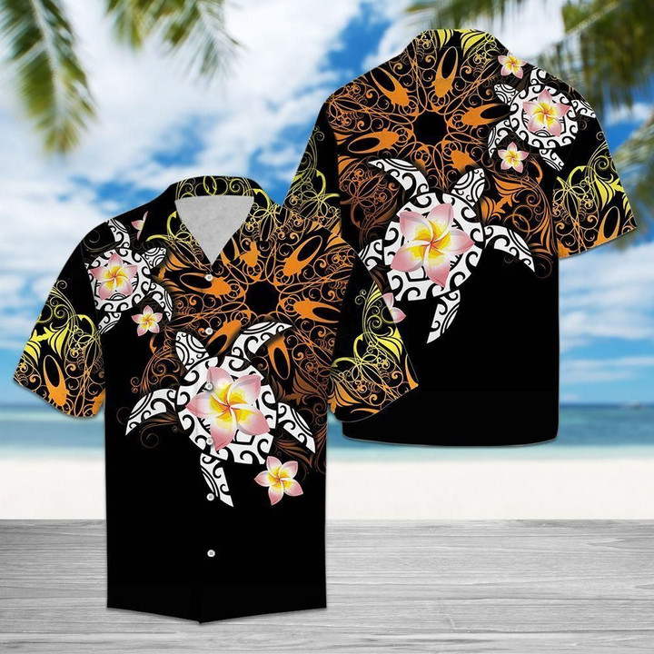 Turtle Floral Aloha Hawaiian Shirt Colorful Short Sleeve Summer Beach Casual Shirt For Men And Women