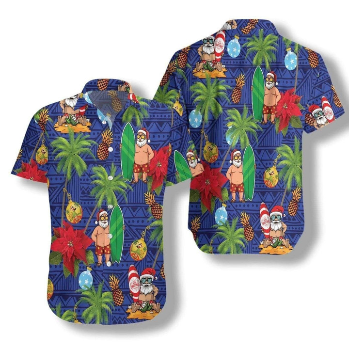 Merry Christmas Santa Claus Aloha Hawaiian Shirt Colorful Short Sleeve Summer Beach Casual Shirt For Men And Women