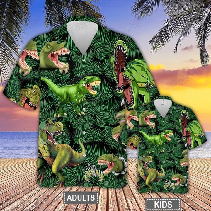 Dinosaurs World Summer Aloha Hawaiian Shirt Colorful Short Sleeve Summer Beach Casual Shirt For Men And Women