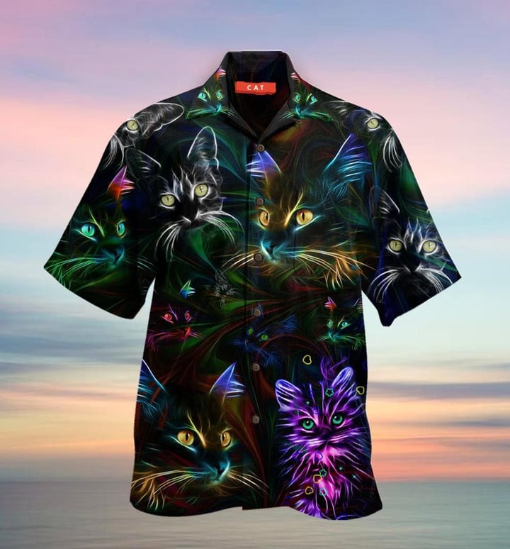 Cat Fantasy Aloha Hawaiian Shirt Colorful Short Sleeve Summer Beach Casual Shirt For Men And Women
