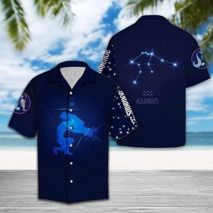 Aquarius Horoscope Zodiac Aloha Hawaiian Shirt Colorful Short Sleeve Summer Beach Casual Shirt For Men And Women