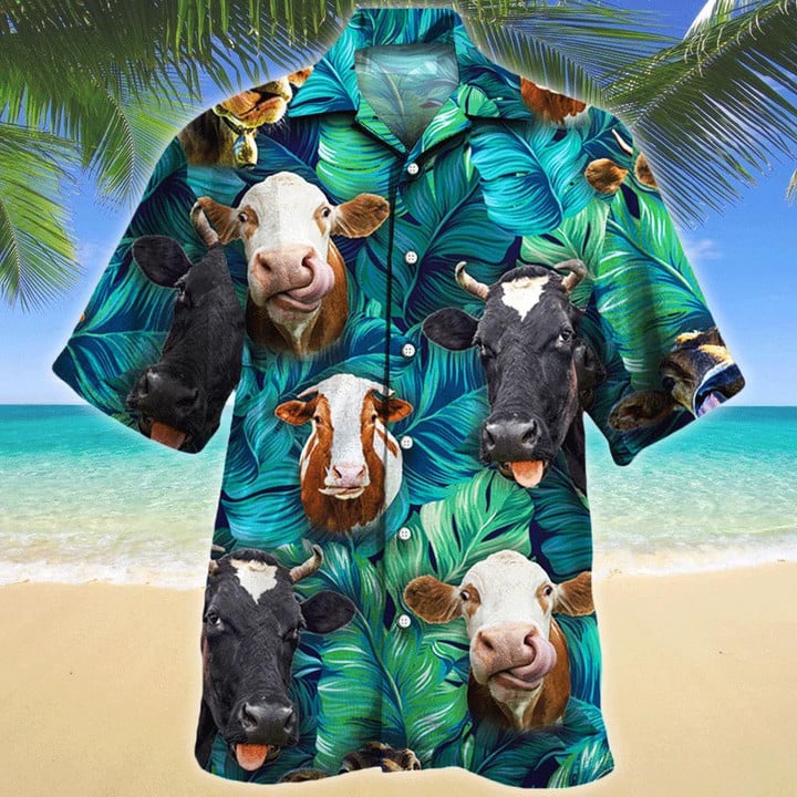 Cow Lovers Aloha Hawaiian Shirt Colorful Short Sleeve Summer Beach Casual Shirt For Men And Women