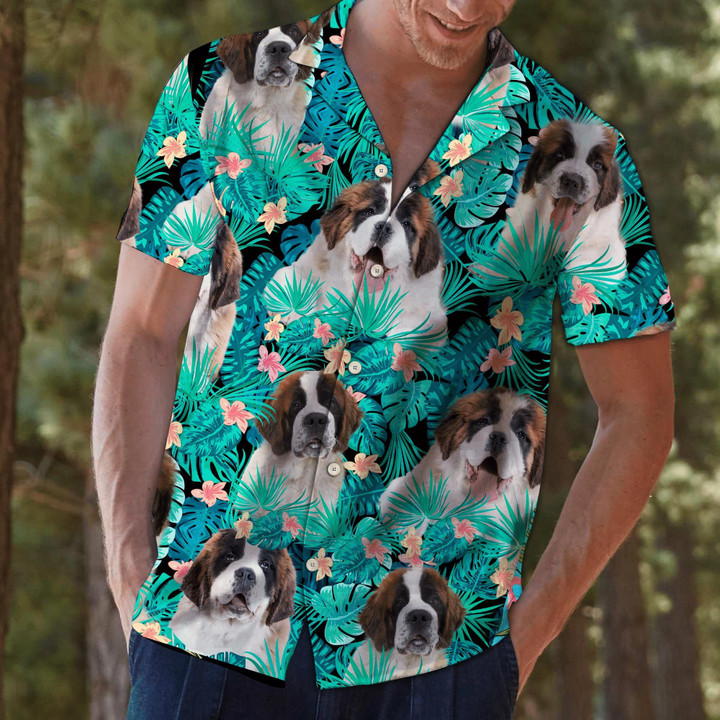 St Bernard Aloha Hawaiian Shirt Colorful Short Sleeve Summer Beach Casual Shirt For Men And Women