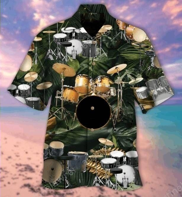 Drum In Tropical Aloha Hawaiian Shirt Colorful Short Sleeve Summer Beach Casual Shirt For Men And Women