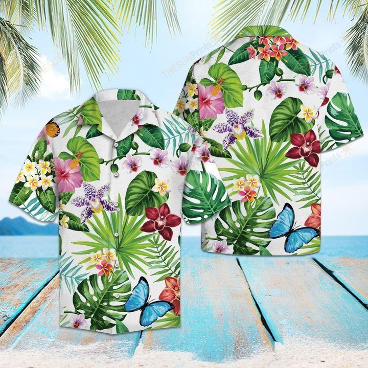 Tropical Butterfly Aloha Hawaiian Shirt Colorful Short Sleeve Summer Beach Casual Shirt For Men And Women