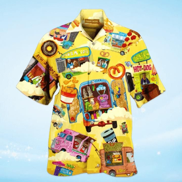 Colorful Food Trucks Aloha Hawaiian Shirt Colorful Short Sleeve Summer Beach Casual Shirt For Men And Women