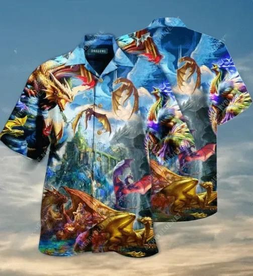 Fantasy Dragon World Aloha Hawaiian Shirt Colorful Short Sleeve Summer Beach Casual Shirt For Men And Women
