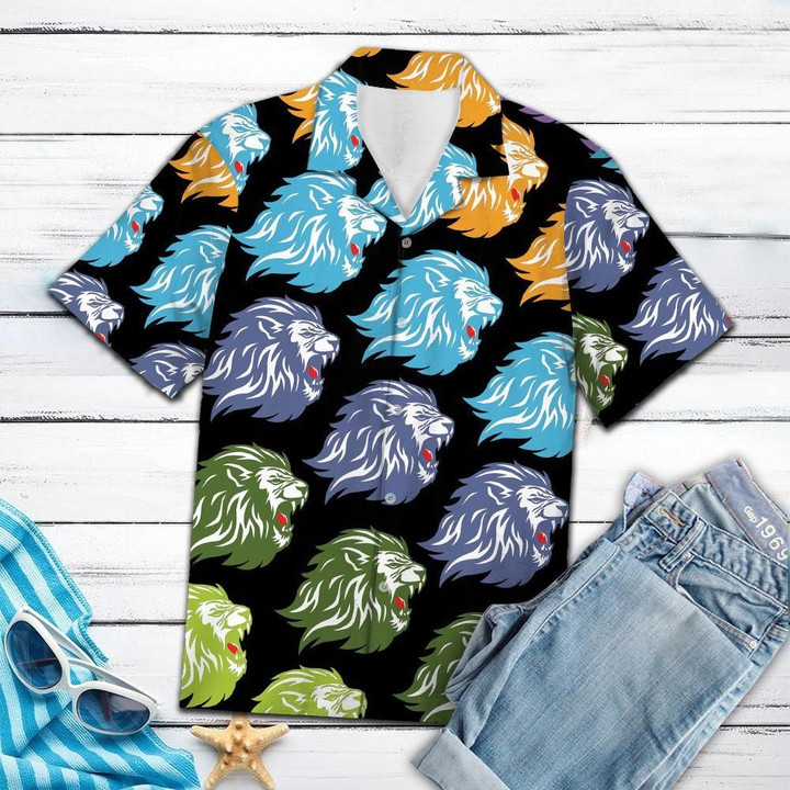 Awesome Lion Aloha Hawaiian Shirt Colorful Short Sleeve Summer Beach Casual Shirt For Men And Women