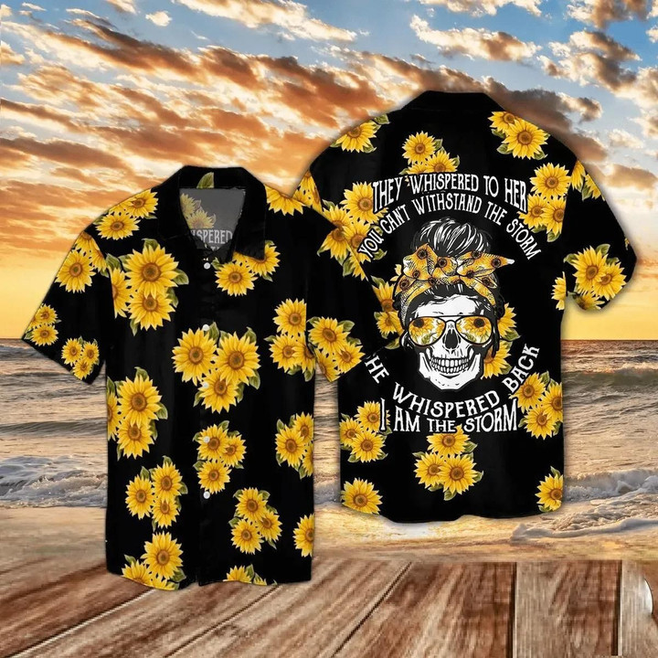 Gift For Mother Sunflower Mom Skull The Storm Aloha Hawaiian Shirt Colorful Short Sleeve Summer Beach Casual Shirt For Men And Women