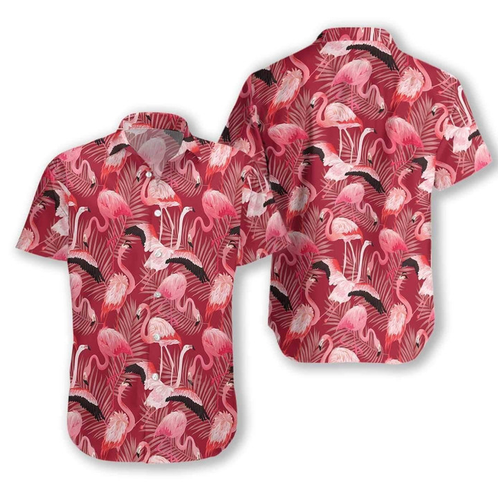 Flamingo Red Christmas Aloha Hawaiian Shirt Colorful Short Sleeve Summer Beach Casual Shirt For Men And Women