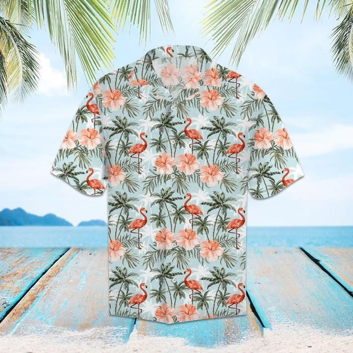 Tropical Flamingo Aloha Hawaiian Shirt Colorful Short Sleeve Summer Beach Casual Shirt For Men And Women