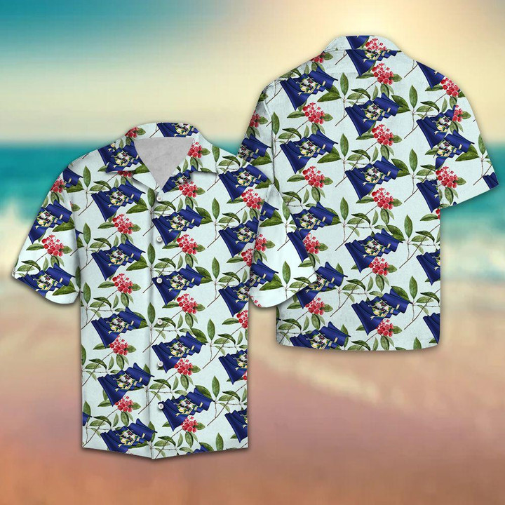 Connecticut Mountain Laurel Aloha Hawaiian Shirt Colorful Short Sleeve Summer Beach Casual Shirt For Men And Women