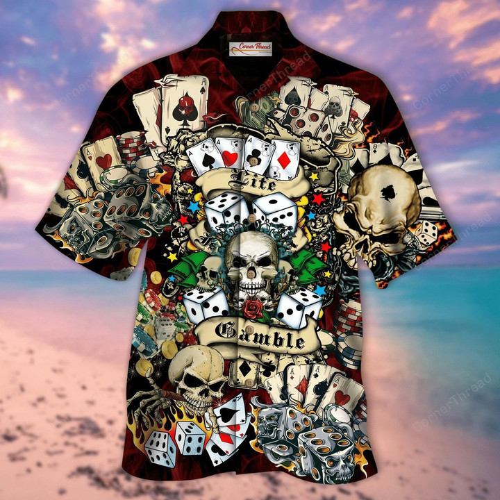 Poker Take The Risk Or Lose The Chance Aloha Hawaiian Shirt Colorful Short Sleeve Summer Beach Casual Shirt For Men And Women