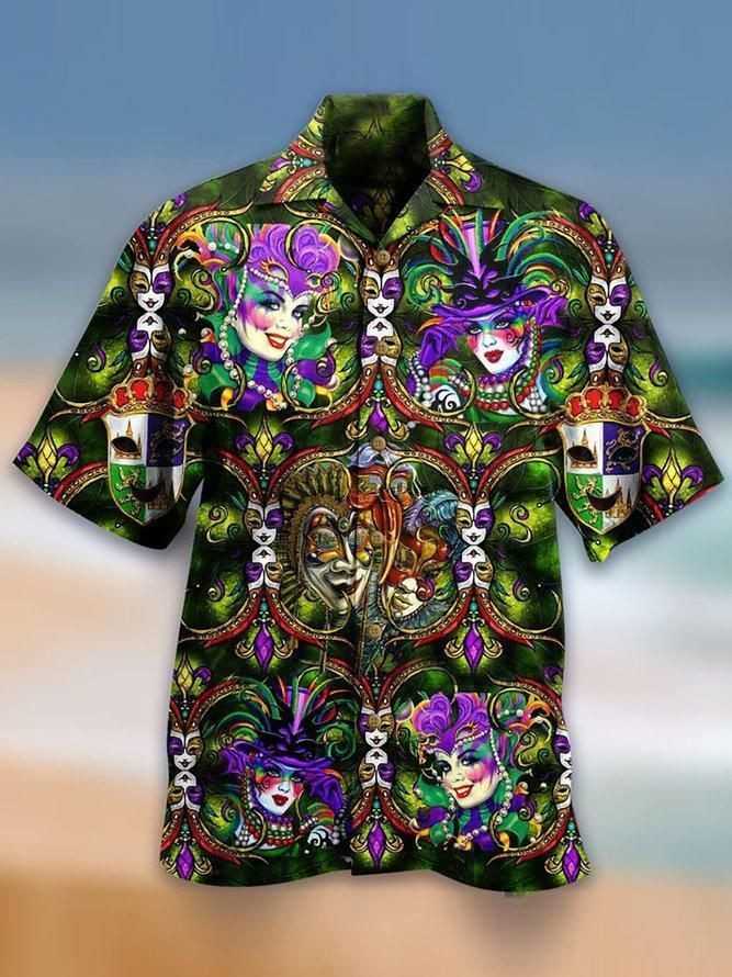 Happy Mardi Gras Aloha Hawaiian Shirt Colorful Short Sleeve Summer Beach Casual Shirt For Men And Women
