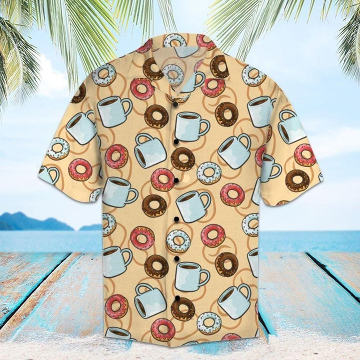 Coffee And Delicious Donuts Aloha Hawaiian Shirt Colorful Short Sleeve Summer Beach Casual Shirt For Men And Women