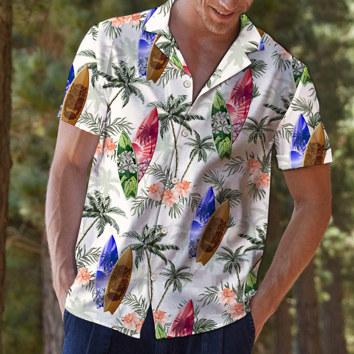Surfboard Tropical Vintage Aloha Hawaiian Shirt Colorful Short Sleeve Summer Beach Casual Shirt For Men And Women