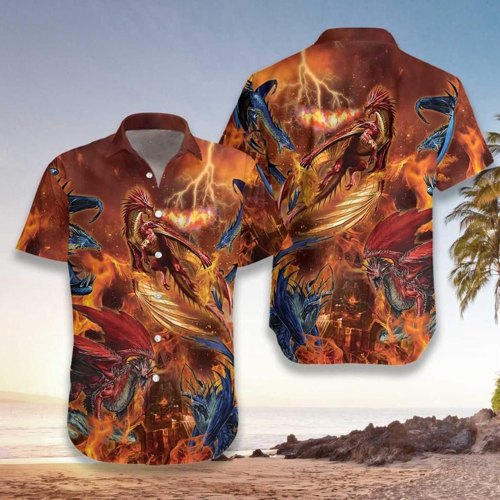 Shape Of Fire Dragons Aloha Hawaiian Shirt Colorful Short Sleeve Summer Beach Casual Shirt For Men And Women