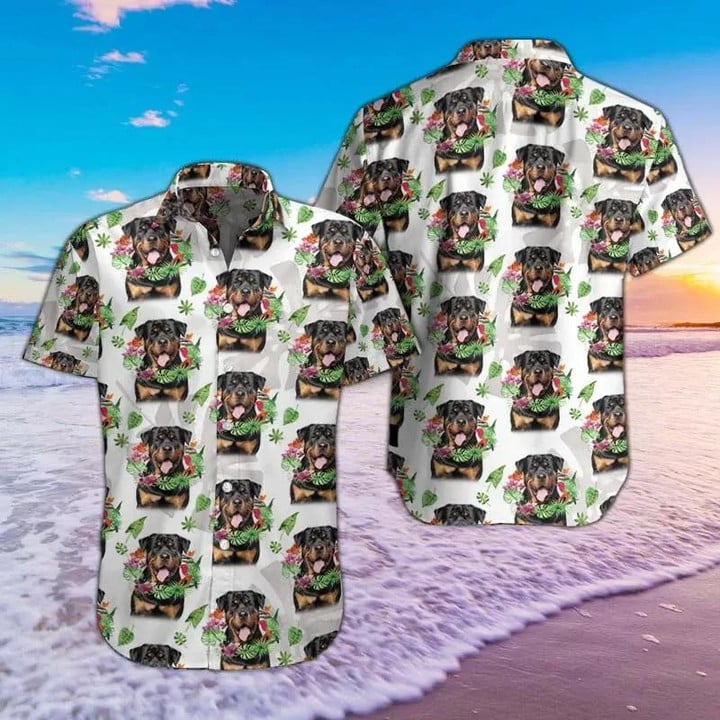 Rottweiler Dog Tropical Aloha Hawaiian Shirt Colorful Short Sleeve Summer Beach Casual Shirt For Men And Women