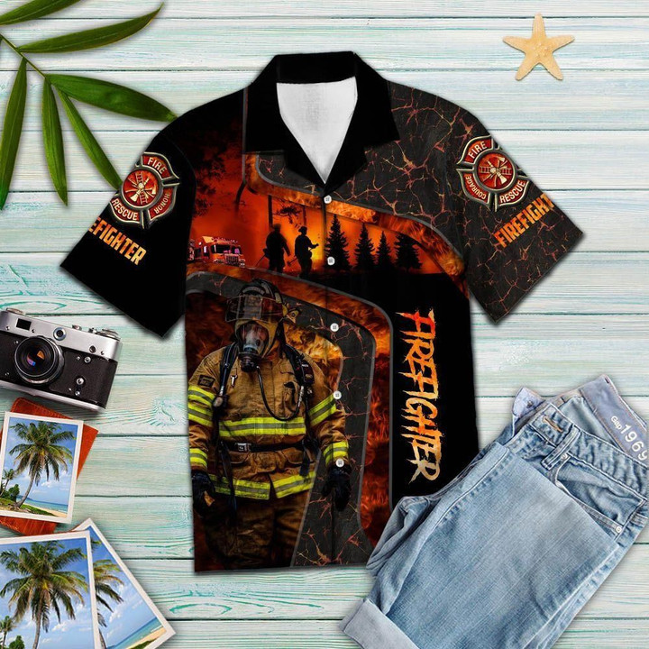Firefighter Life Aloha Hawaiian Shirt Colorful Short Sleeve Summer Beach Casual Shirt For Men And Women