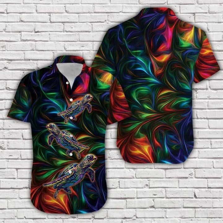 Awesome Turtle Colorful Aloha Hawaiian Shirt Colorful Short Sleeve Summer Beach Casual Shirt For Men And Women