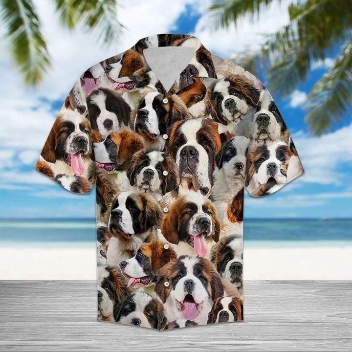 Saint Bernard Aloha Hawaiian Shirt Colorful Short Sleeve Summer Beach Casual Shirt For Men And Women