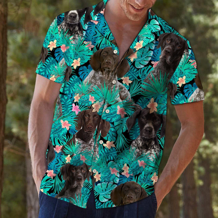 German Shorthaired Pointer Tropical Aloha Hawaiian Shirt Colorful Short Sleeve Summer Beach Casual Shirt For Men And Women
