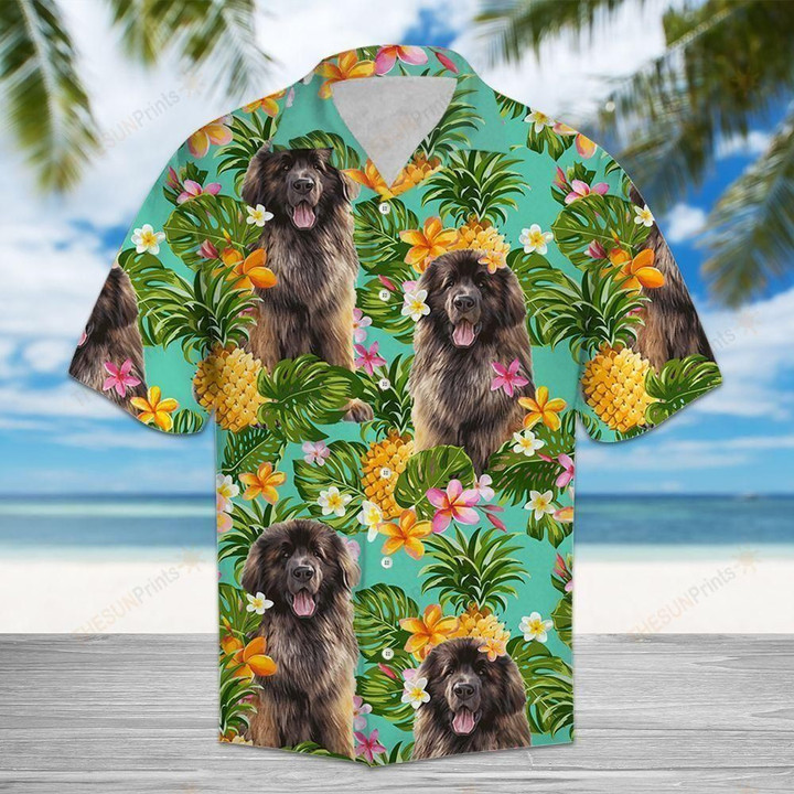 Tropical Pineapple Leonberger Aloha Hawaiian Shirt Colorful Short Sleeve Summer Beach Casual Shirt For Men And Women