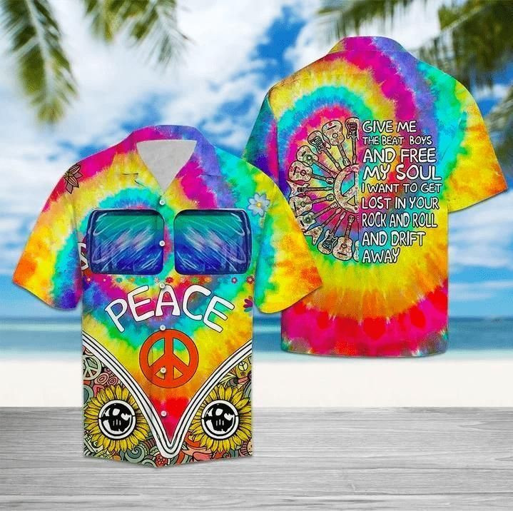Peace Tie Dye Give Me A Beat Boys And Free My Soul Aloha Hawaiian Shirt Colorful Short Sleeve Summer Beach Casual Shirt For Men And Women
