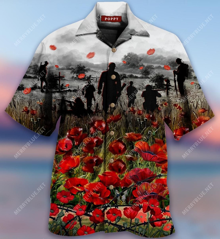 Amazing Remembrance Poppy Aloha Hawaiian Shirt Colorful Short Sleeve Summer Beach Casual Shirt For Men And Women