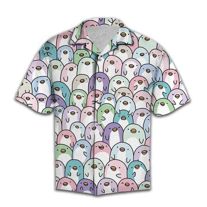 Cute Baby Penguin Aloha Hawaiian Shirt Colorful Short Sleeve Summer Beach Casual Shirt For Men And Women