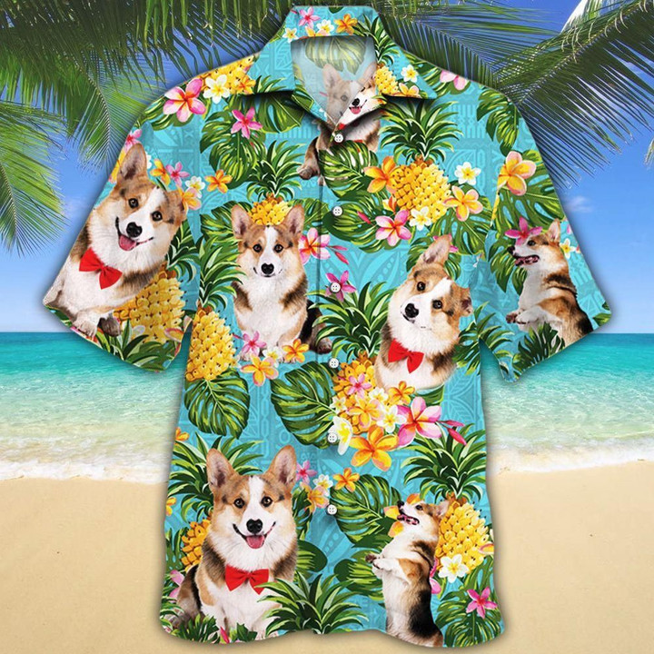 Welsh Corgi Dog Lovers Pineapple Aloha Hawaiian Shirt Colorful Short Sleeve Summer Beach Casual Shirt For Men And Women