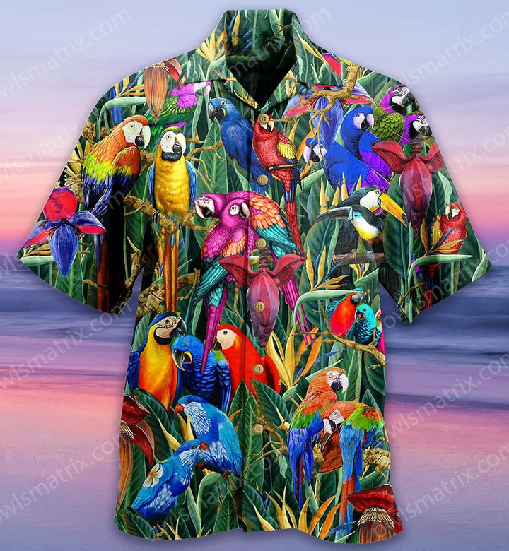 Parrot Amazing Tropical Aloha Hawaiian Shirt Colorful Short Sleeve Summer Beach Casual Shirt For Men And Women