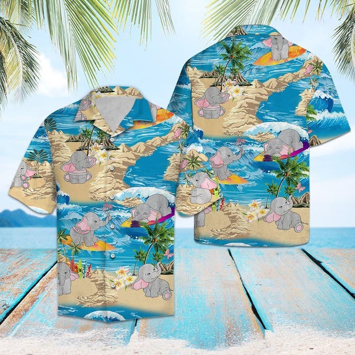 Elephant Summer Vacation Aloha Hawaiian Shirt Colorful Short Sleeve Summer Beach Casual Shirt For Men And Women