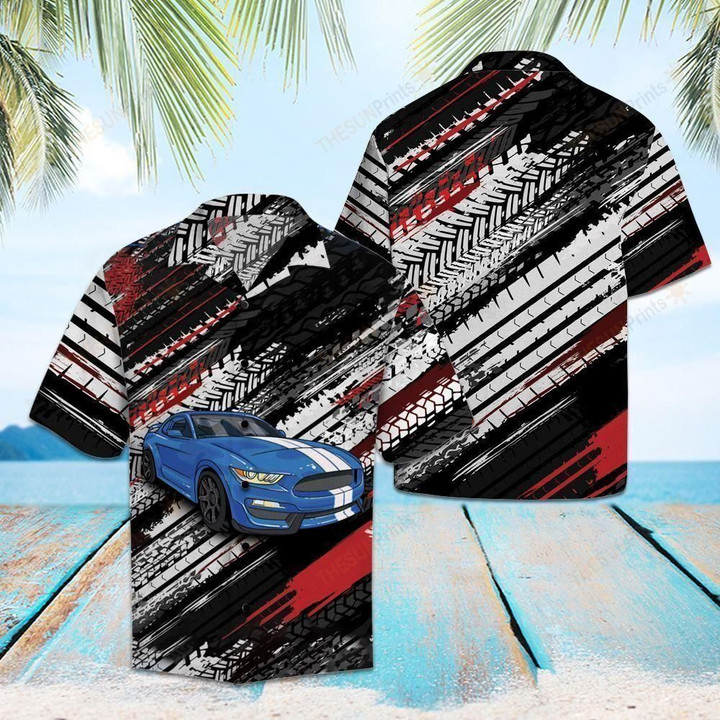 Blue Sports Car Aloha Hawaiian Shirt Colorful Short Sleeve Summer Beach Casual Shirt For Men And Women