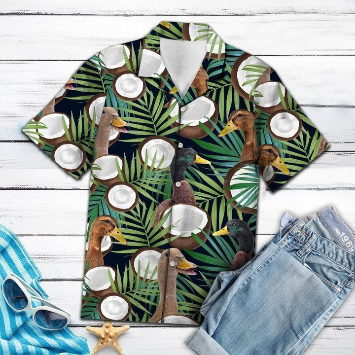 Duck Coconut Tropical Aloha Hawaiian Shirt Colorful Short Sleeve Summer Beach Casual Shirt For Men And Women