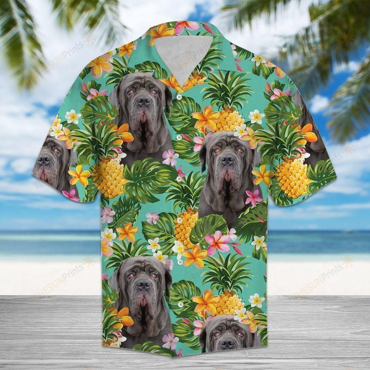 Tropical Pineapple Neapolitan Mastiff Aloha Hawaiian Shirt Colorful Short Sleeve Summer Beach Casual Shirt For Men And Women