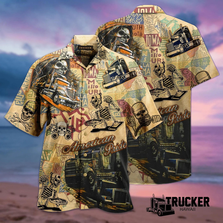 Trucks American Pride Aloha Hawaiian Shirt Colorful Short Sleeve Summer Beach Casual Shirt For Men And Women