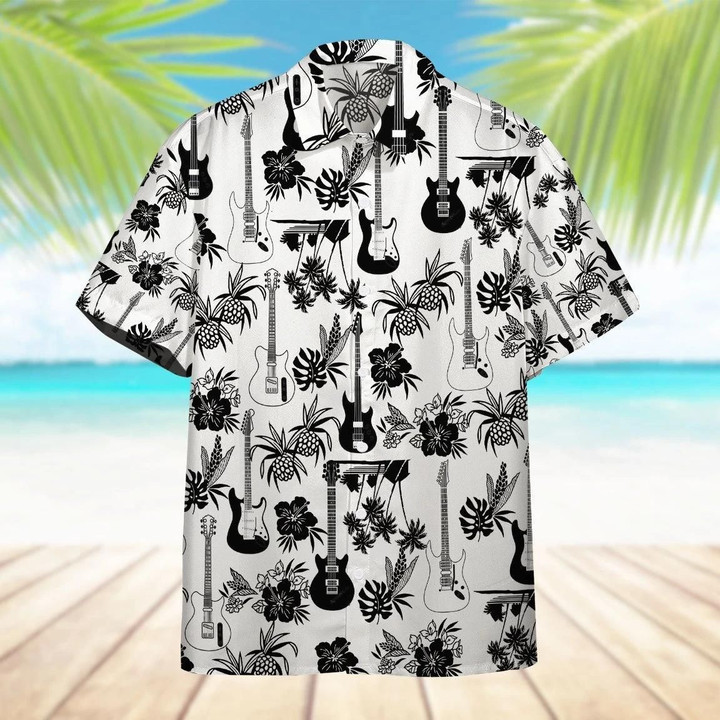 Electric Guitar Aloha Hawaiian Shirt Colorful Short Sleeve Summer Beach Casual Shirt For Men And Women