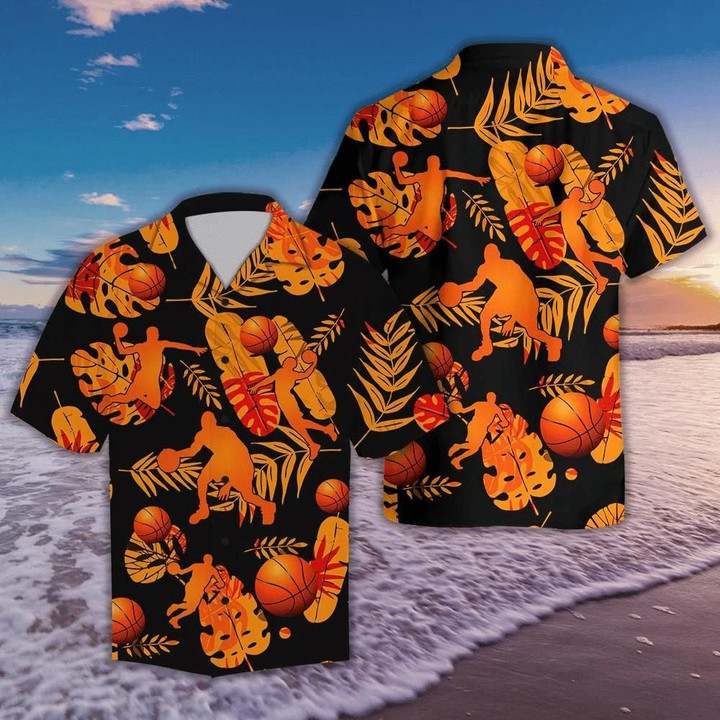 Basketball Tropical Aloha Hawaiian Shirt Colorful Short Sleeve Summer Beach Casual Shirt For Men And Women