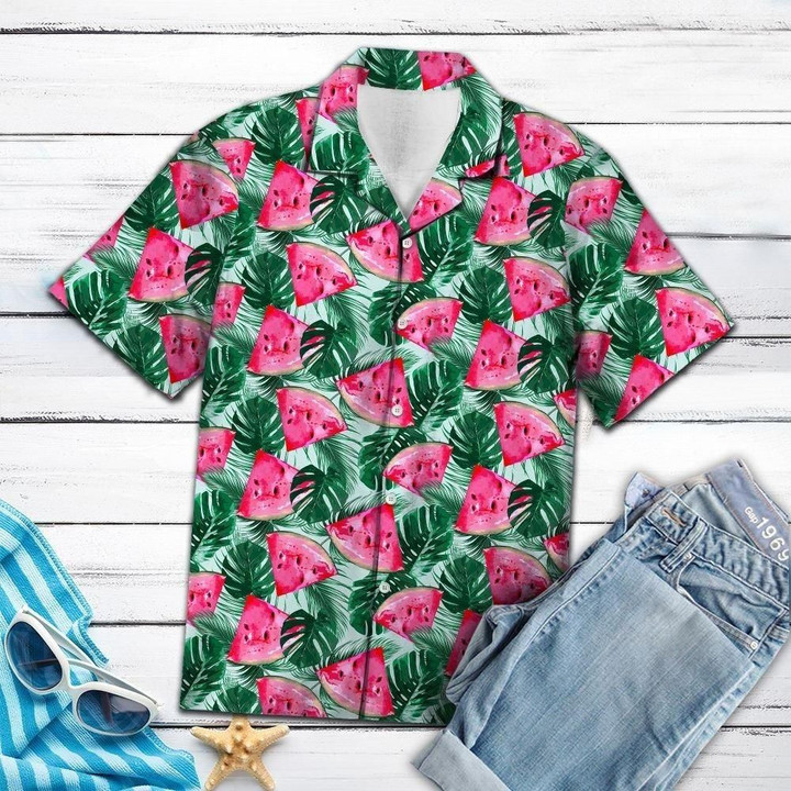 Watermelon Tropical Aloha Hawaiian Shirt Colorful Short Sleeve Summer Beach Casual Shirt For Men And Women