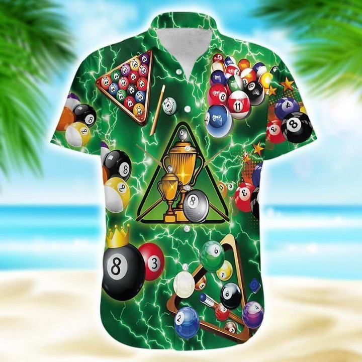Billiard Thunder Aloha Hawaiian Shirt Colorful Short Sleeve Summer Beach Casual Shirt For Men And Women