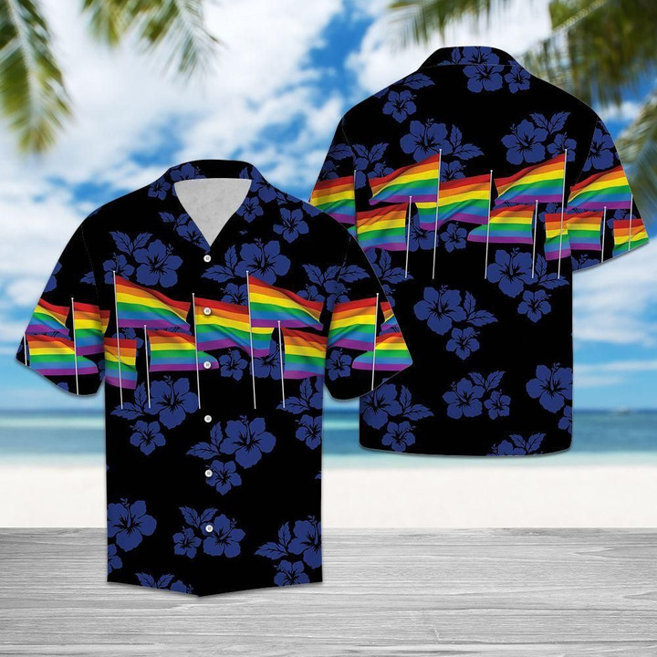 Lgbt Pride Flag Aloha Hawaiian Shirt Colorful Short Sleeve Summer Beach Casual Shirt For Men And Women