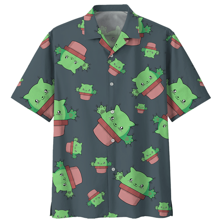 Funny Catcus Aloha Hawaiian Shirt Colorful Short Sleeve Summer Beach Casual Shirt For Men And Women