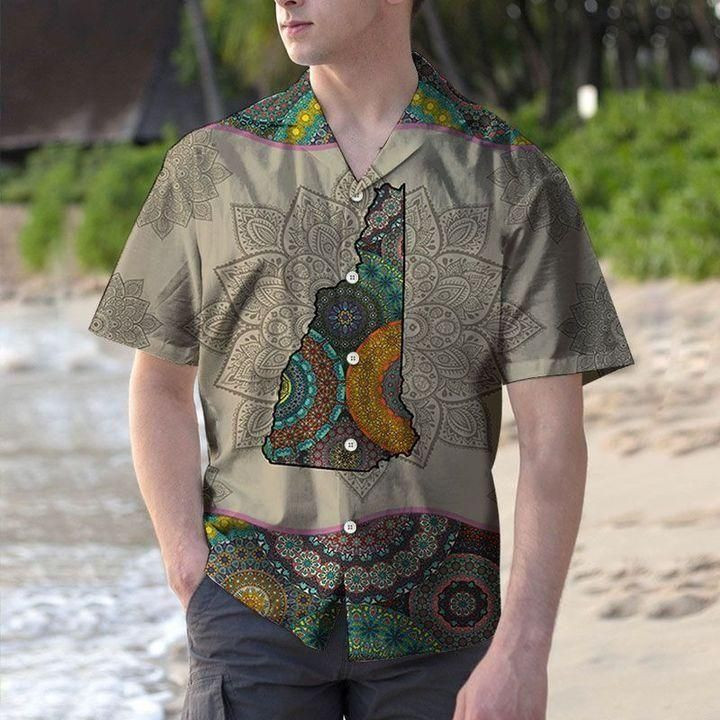 Mandala New Hampshire Aloha Hawaiian Shirt Colorful Short Sleeve Summer Beach Casual Shirt For Men And Women