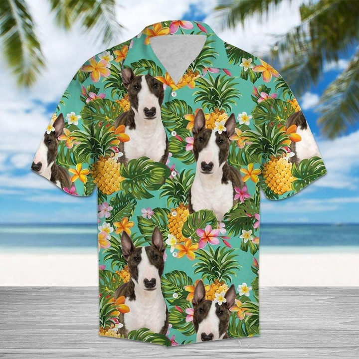 Tropical Pineapple Miniature Bull Terrier Aloha Hawaiian Shirt Colorful Short Sleeve Summer Beach Casual Shirt For Men And Women