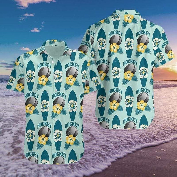 Hockey Surfing Summer Hibiscus Fantastic Aloha Hawaiian Shirt Colorful Short Sleeve Summer Beach Casual Shirt For Men And Women