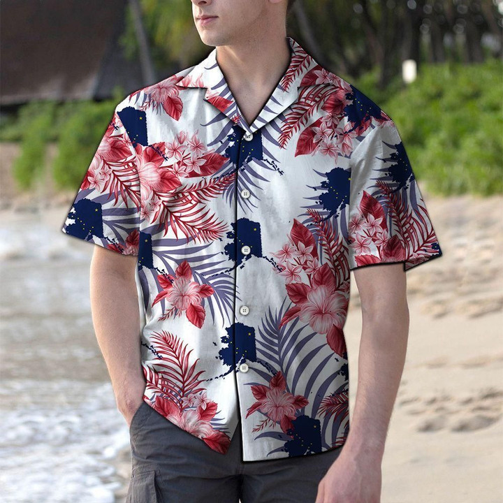 Alaska Flag Aloha Hawaiian Shirt Colorful Short Sleeve Summer Beach Casual Shirt For Men And Women