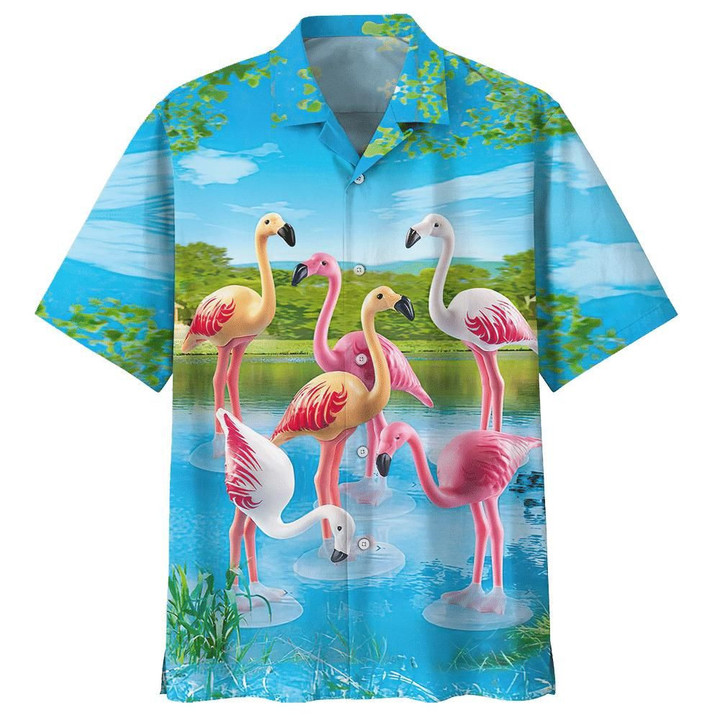 Flamingo Aloha Hawaiian Shirt Colorful Short Sleeve Summer Beach Casual Shirt For Men And Women